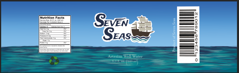 Seven Seas Sample Water Bottle Label